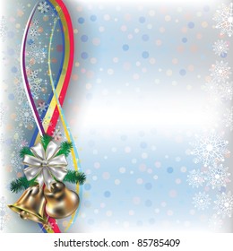 Abstract white background with Christmas bells and bow