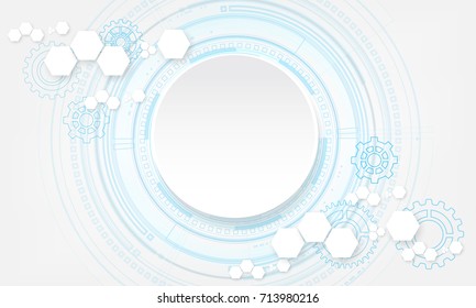 Abstract white background  with circle and gear for you design use for web banner or presentation vector design element ,illustration