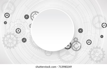 Abstract white background  with circle and gear for you design use for web banner or presentation vector design element ,illustration
