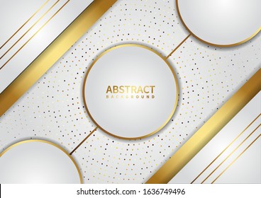 Abstract white background with circle line gold color dot . Luxury style. Vector illustration