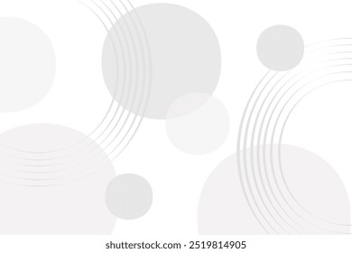 Abstract white background with circle lines. white and grey texture background. Modern stripes background with round shape. Light grey rounded lines pattern. Vector illustration on white background.