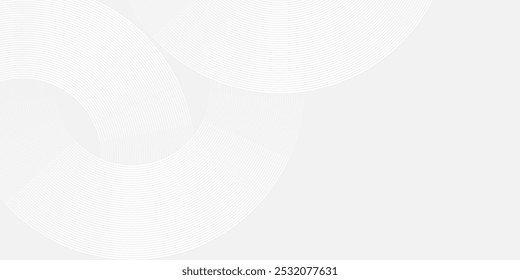 Fundo branco abstrato com linhas de círculo branco. Conceito de tecnologia futura digital simples