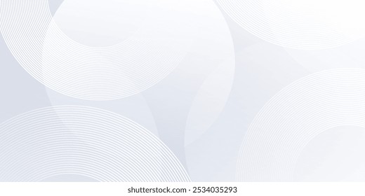 Abstract white background with white circle lines. Digital future technology concept simple art modern