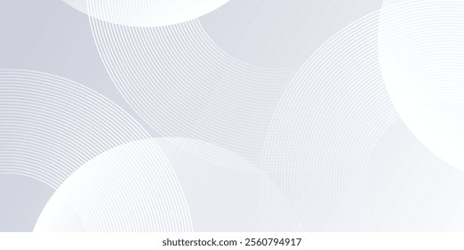Abstract white background with white circle lines. Digital future technology art modern