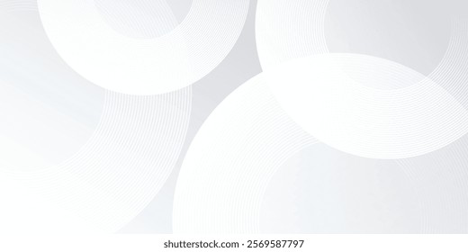 Abstract white background white circle lines. Digital future technology concept modern simple