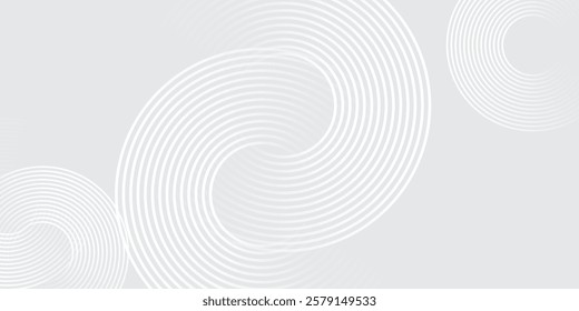 Abstract white background with white circle lines. 