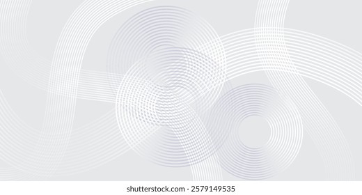 Abstract white background with white circle lines. 