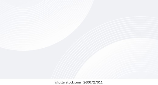 Abstract white background with white circle lines digital future simple modern abstract art