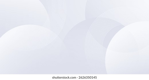 Abstract white background with white circle lines. Digital future technology concept simple art modern