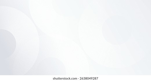 Abstract white background with white circle lines digital future simple modern