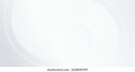 Abstract white background with white circle lines digital future simple modern abstract design
