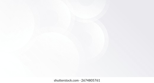 Abstract white background with white circle lines digital future modern abstract simple design