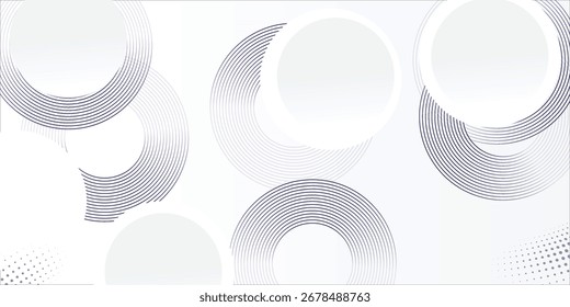 Abstractas fondo blanco con líneas circulares. Concepto de tecnología de futuro digital. Ilustración vectorial. Patrón de círculo con GeometricLines