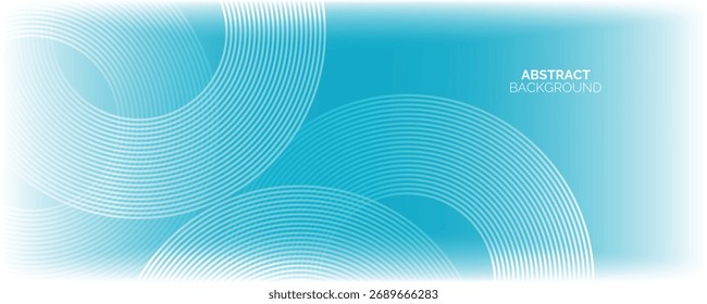 Abstract white background with circle lines. Futuristic technology concept. Geometric stripe line art design for poster, brochure, cover, website, header, web banner, presentation