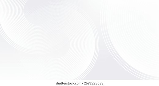 Abstract white background with white circle lines digital future art abstract