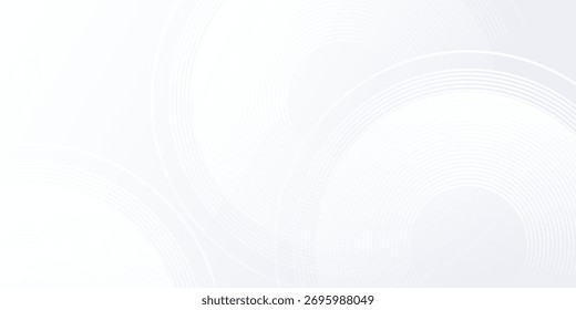 Abstract white background with white circle lines. Digital future technology design abstract