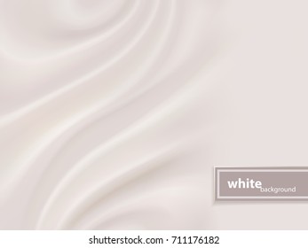 Resumen de fondo blanco. Fondo de tela blanca con olas suaves. Ilustración vectorial. 