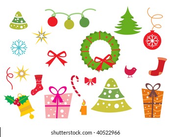 abstract white background with collection of xmas icons