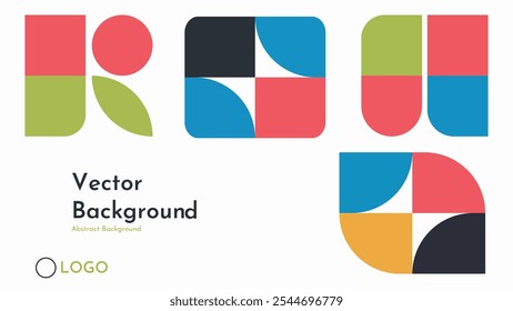 Abstract White background  with colorful geometric shapes and curved lines ,vector illustration