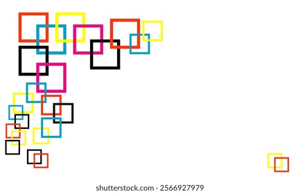 Abstract white background with colorful square motif