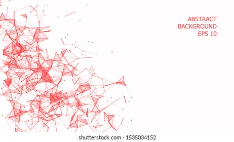 Fondo blanco abstracto con puntos de conexión y líneas. Estructura de conexión de red. Plexo rojo. Ilustración vectorial.