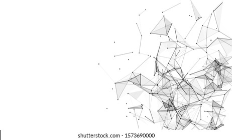 Abstract white background with connecting dots and lines. Network connection structure. Plexus effect. Vector Illustration.