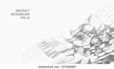 Abstract white background with connecting dots and lines. Network connection structure. Plexus effect. Vector Illustration.
