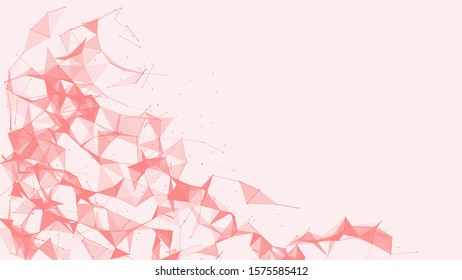 Abstract white background with connecting dots and lines. Network connection structure. Red plexus. Vector Illustration.