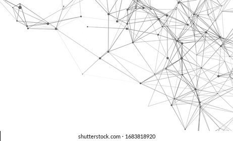 Abstract white background with connecting dots and lines. Network connection structure. Plexus effect. Vector Illustration.