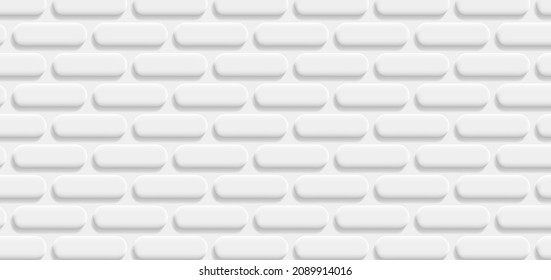 Resumen de fondo blanco con ladrillos convexos 3d creando patrón, luz y sombra mono cromadas