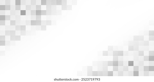 Abstract white background decorate with gray dynamic square shapes mosaic. Vector illustration