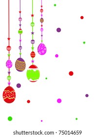 abstract white background with decorated hanging egg, vector illustration