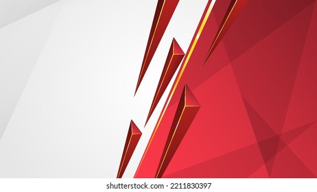 abstract white background design with red geometric element and golden accent template