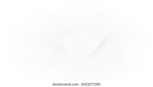 Fundo branco abstrato com ondas dinâmicas pontos Têxtil 3d Grade ilustração