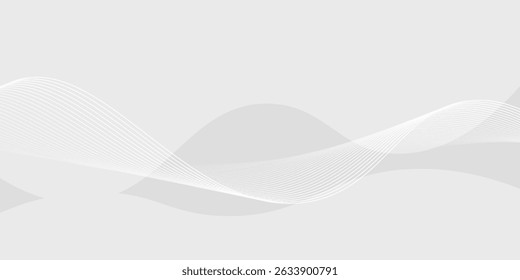 Fundo branco abstrato com linhas onduladas dinâmicas, fundo de conceito de tecnologia futura digital. vetor