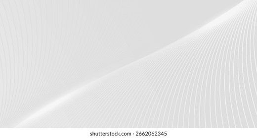 Abstract white background with dynamic wavy lines, Digital future technology concept background. Eps10