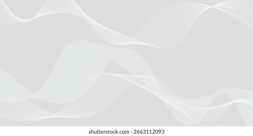 Abstrakter weißer Hintergrund mit dynamischen Wellenlinien, Digitaler Zukunftstechnologie-Konzept-Hintergrund. Vektorgrafik