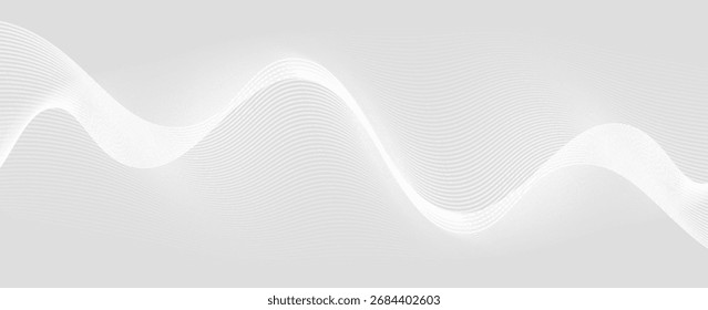 Abstract white background with dynamic wavy lines, Digital future technology concept background. vector illustration