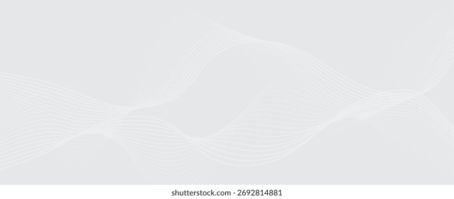 Abstract white background with dynamic wavy lines, Digital future technology concept background. vector 