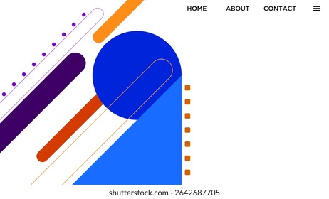 ABSTRACT WHITE BACKGROUND ELEGANT BLUE ORANGE FLAT COLORFUL DESIGN WITH CIRCLE LINES GEOMETRIC SHAPES VECTOR TEMPLATE GOOD FOR MODERN WEBSITE, WALLPAPER, COVER DESIGN 