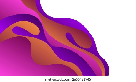 ABSTRACT WHITE BACKGROUND WITH ELEGANT PURPLE PINK ORANGE GRADIENT SMOOTH LIQUID COLORFUL HAND DRAWN SHAPES DESIGN VECTOR TEMPLATE GOOD FOR MODERN WEBSITE, WALLPAPER, COVER DESIGN 