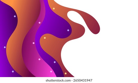 ABSTRACT WHITE BACKGROUND WITH ELEGANT PURPLE PINK ORANGE GRADIENT SMOOTH LIQUID COLORFUL HAND DRAWN SHAPES DESIGN VECTOR TEMPLATE GOOD FOR MODERN WEBSITE, WALLPAPER, COVER DESIGN 