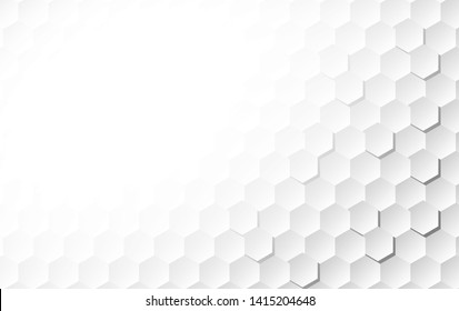 Abstract white background of Embossed surface Hexagon,Honeycomb modern pattern concept, Creative light and shadow style. Geometric mesh minimal clean gradient color for wallpaper.vector illustration