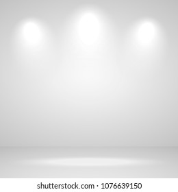 Abstract white background empty room studio for exhibition and interior with spot light , vector illustration