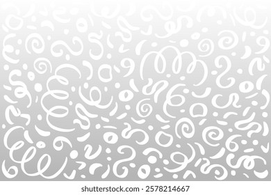 abstract white background filled with swirling and curved shapes, resembling decorative brush strokes. The design is monochromatic and minimalistic, offering a light, airy texture.