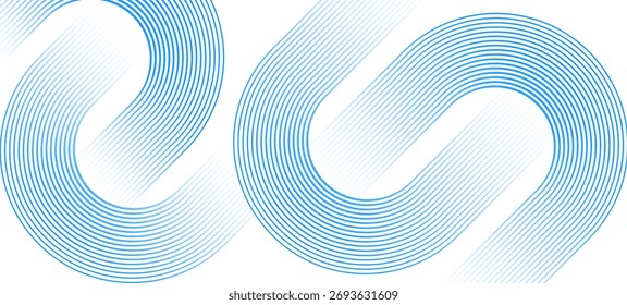 Abstract white background with flowing blue curved lines. Modern geometric wave design for technology, business, or presentation templates.


