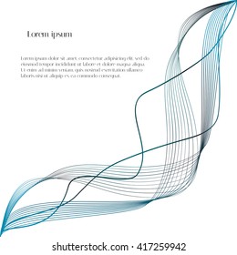 Abstract white background with flowing blue lines. Abstract wave. Vector background