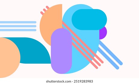 FONDO BLANCO Abstractas CON PLANTILLA DE VECTOR DE DISEÑO DE COLOR PLANO PASTEL GEOMÉTRICO PARA FONDO DE PANTALLA, DISEÑO DE CUBIERTA, DISEÑO DE PÁGINA DE INICIO