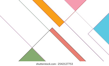 ABSTRACT WHITE BACKGROUND  WITH GEOMETRIC SHAPES LINES FLAT PASTEL COLOR DESIGN VECTOR TEMPLATE FOR WALLPAPER, COVER DESIGN