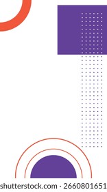 Abstrakter weißer Hintergrund mit geometrischen Formen. Flaches Hintergrunddesign mit geometrischen Elementen in gelben und violetten Farben. Vektorgrafik. für Geschäftsvorlagen und Präsentationshintergrund